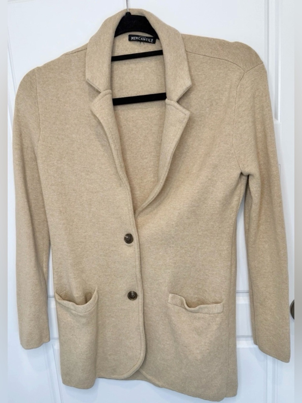 J.Crew Schoolboy Sweater Blazer Women’s Size XS Tan Knit Cotton READ